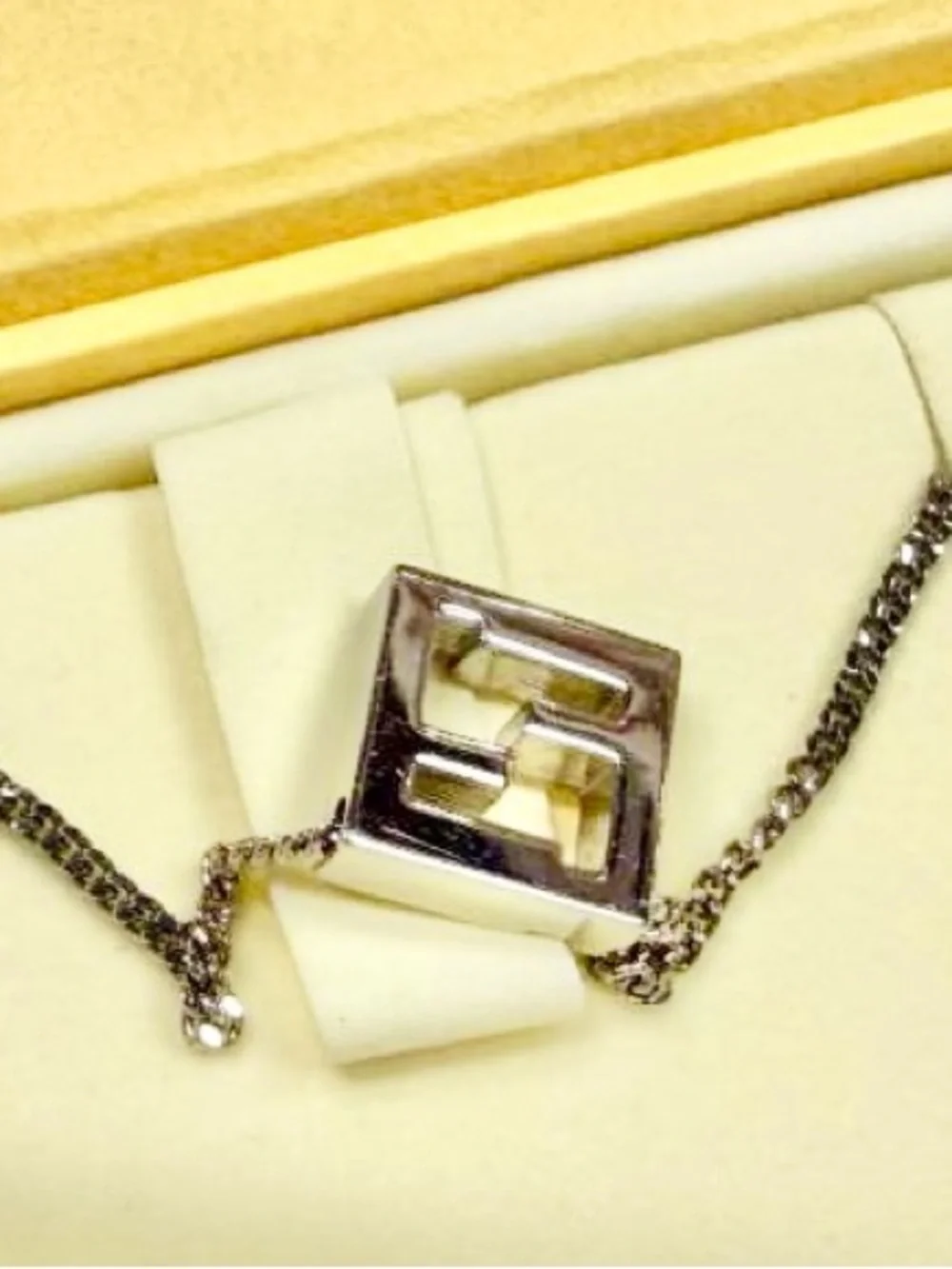UNISEX Fendi FF Logo Silver Necklace